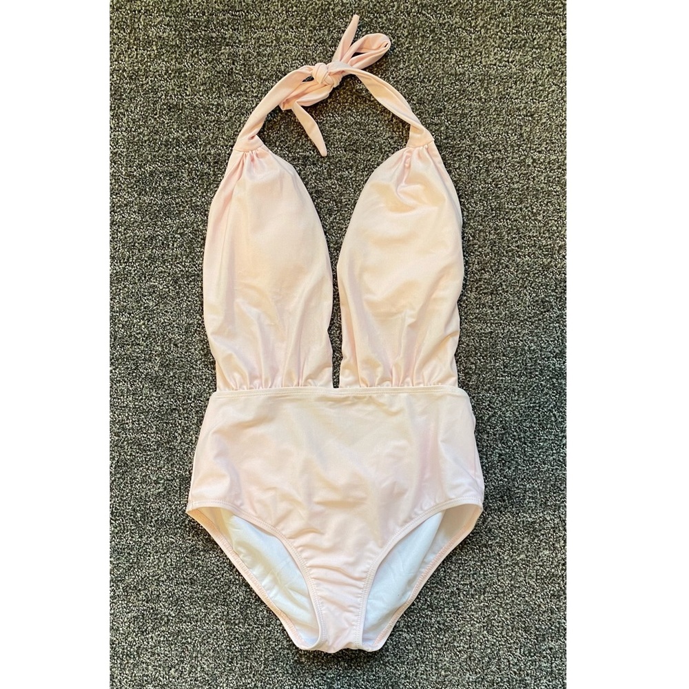 NWOT! Low cut pale pink one piece swimsuit